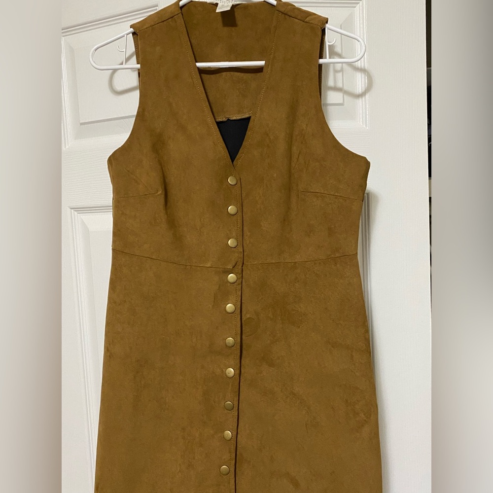 Suede button dress